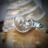 Cultured Freshwater Pearl Sterling Silver Wave Ring