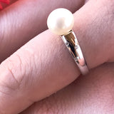 Cultured Freshwater Pearl and CZ Ring