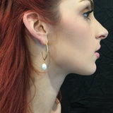 Cultured Freshwater Pearl Stud Drop Gold Earrings