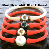 Easy Fit Shell Pearl Silicone Bracelet with 14mm Black Pearl
