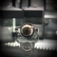 Tahitian Pearl Sterling Silver and CZ Ring