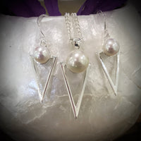 Cultured Freshwater Pearl Staircase Pendant & Hook Earring Set