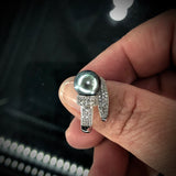 Tahitian Pearl Sterling Silver and CZ Ring