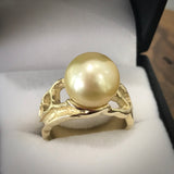 Golden South Sea Pearl 'Tidal Moon' Ring