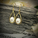 Cultured Freshwater CZ Drop White Pearl Earrings