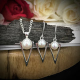 Cultured Freshwater Pearl Staircase Pendant & Hook Earring Set