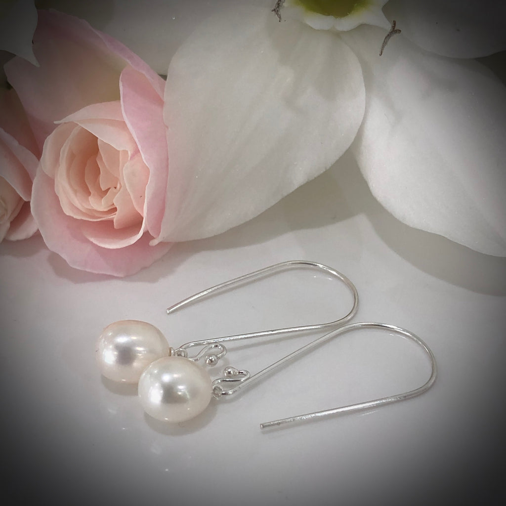 Cultured Freshwater Pearl Sophia Hooks - Sterling Silver