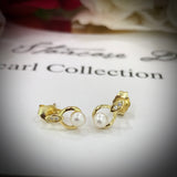 Cultured Freshwater Petite Pearl Studs with CZ