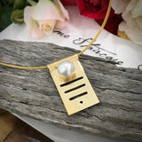 9ct Solid Gold Staircase to the Moon Pearl Pendant