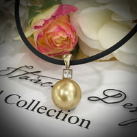 9ct Yellow Gold and CZ Golden South Sea Pearl Pendant