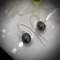 Cultured Freshwater Black Pearl Cynthia Hooks - Sterling Silver