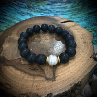 Broome South Sea Pearl and Black Agate Bracelet