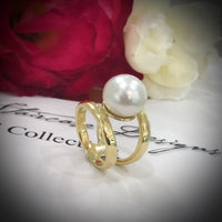 Yellow Gold Double Band Broome Pearl Ring