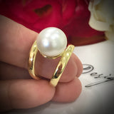 18ct Gold Double Band Broome Pearl Ring