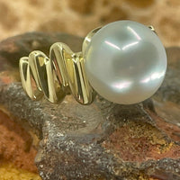 Cultured Broome Pearl Ring 9ct Gold Staircase Big Moon Rising