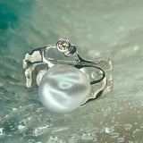 Broome Pearl Ring Sterling Siver Champagne Kimberley Diamond