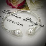 Cultured Freshwater Pearl Hinge Bangle Sterling Silver 50% OFF!