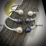 Cultured Freshwater Pearl Hinge Bangle Sterling Silver 50% OFF!