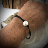 Cultured Freshwater Pearl & Leather Bracelet