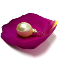 Golden Broome Pearl And Diamond Pendant