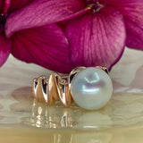 Cultured Broome Pearl Ring 9ct Gold Staircase Big Moon Rising