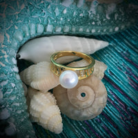 Cultured Freshwater CZ Pearl Ring Gold