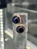 Cultured Black Pearl Sterling Silver Ocean Ring