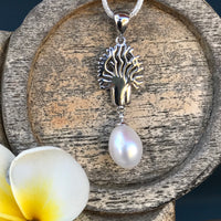 Cultured Freshwater Pearl Boab Tree Pendant Sterling Silver