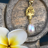 Cultured Freshwater Pearl Boab Tree Pendant Gold