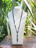 Cultured Pearl Silk Ribbon Lariat Necklace