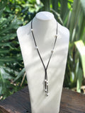 Lariat Cultured Pearl Leather Necklace
