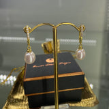 Cultured Freshwater Pearl and CZ Huggie Earrings 