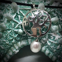 Cultured Freshwater Pearl Boab Tree Pendent Round Sterling Silver