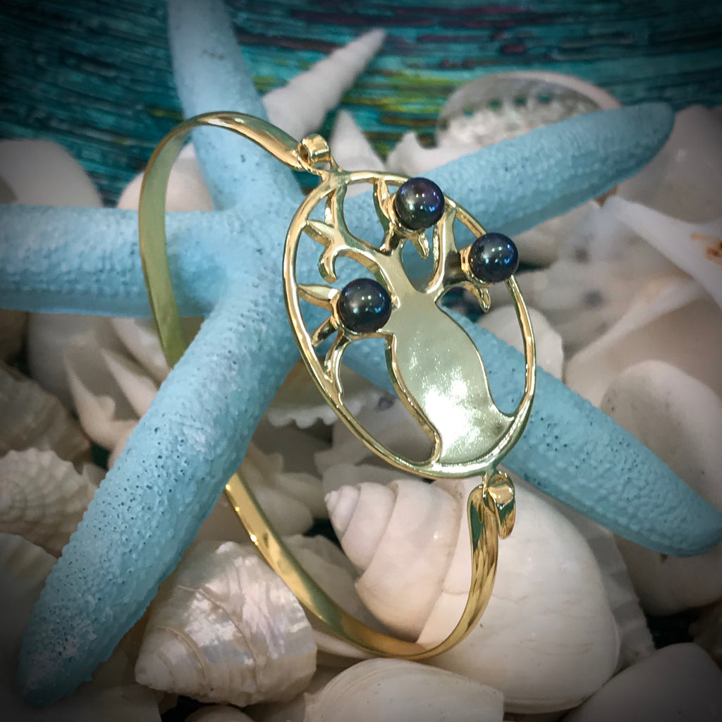 Cultured Freshwater Pearl  Boab Design Bangle