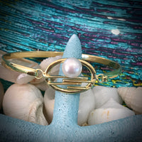 Cultured Freshwater Pearl Staircase Design Bangle