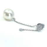 18ct Diamond Broome Pearl Long Chain Drop Earrings 