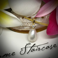 Cultured Freshwater Pearl and CZ Pendant