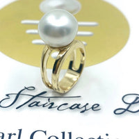 9ct Gold Double Band Broome Pearl Ring
