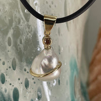 Cultured Broome Pearl Keshi 9ct Hand Crafted Diamond Pendant