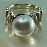 Cultured Broome Pearl Ring 9ct White Gold Staircase Big Moon Rising