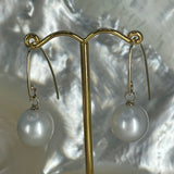 Cultured Broome Pearl Long Cynthia Hooks Earrings 9ct Gold