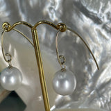 Cultured Broome Pearl Long Cynthia Hooks Earrings 9ct Gold