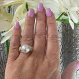 Cultured Broome Pearl Ring 9ct White Gold Staircase Big Moon Rising
