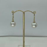 Cultured Broome Pearl 9ct Gold Long Trumpet Hook Earrings