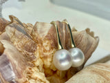 Cultured Broome Pearl 9ct Gold Long Trumpet Hook Earrings