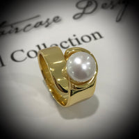 Adjustable Cultured Freshwater Pearl Ring Gold