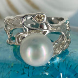 Broome Pearl Ring Sterling Siver Champagne Argyle Diamond