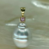 Cultured Broome Pearl Pink Sapphire 9ct Pendant