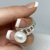 Cultured Freshwater Pearl Staircase to the Moon Design Ring