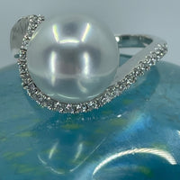 Cultured Broome Pearl Sterling Silver Cubic Zirconia Ring